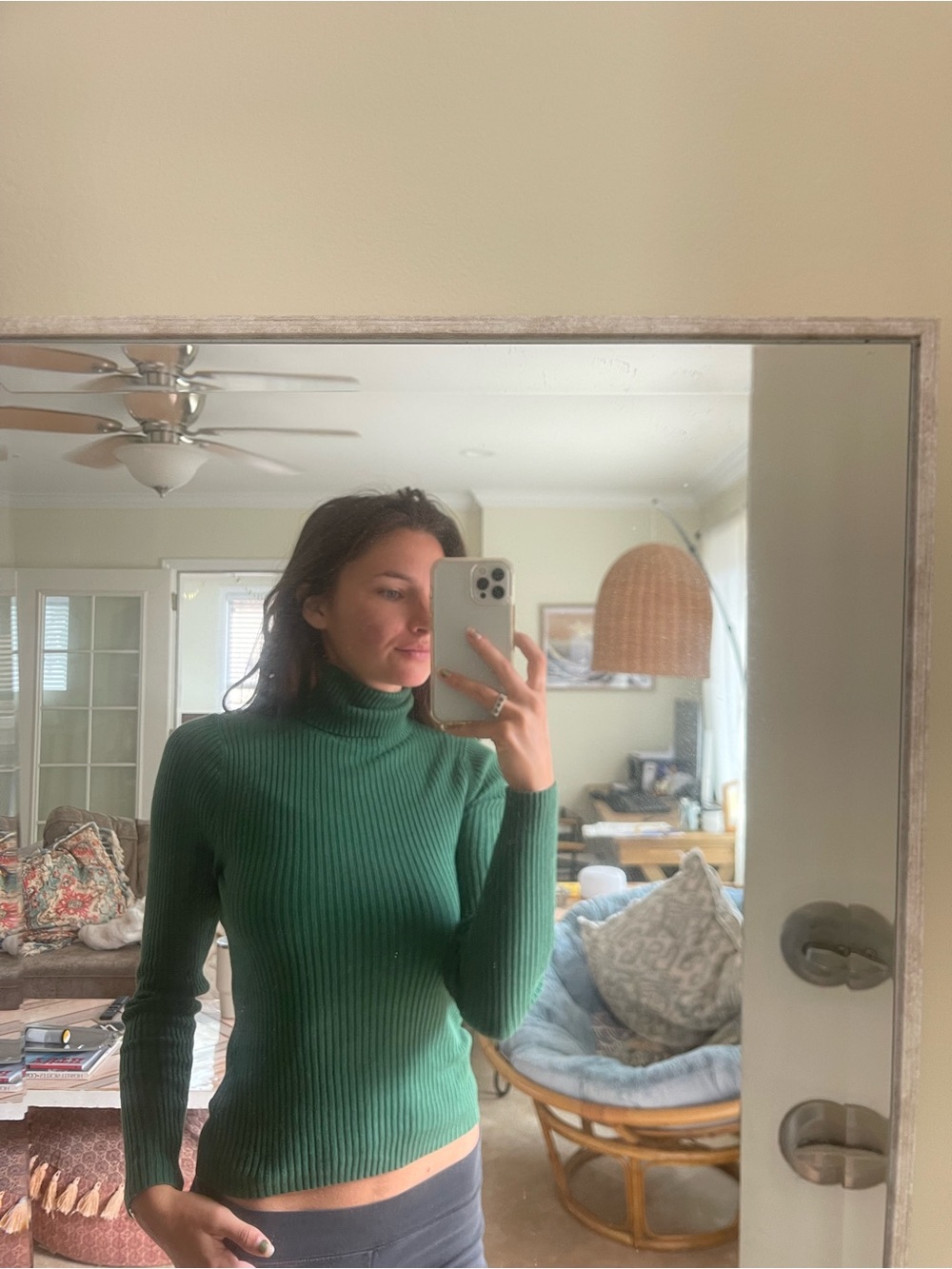 Old Navy Forest Green Ribbed Turtleneck Sweater